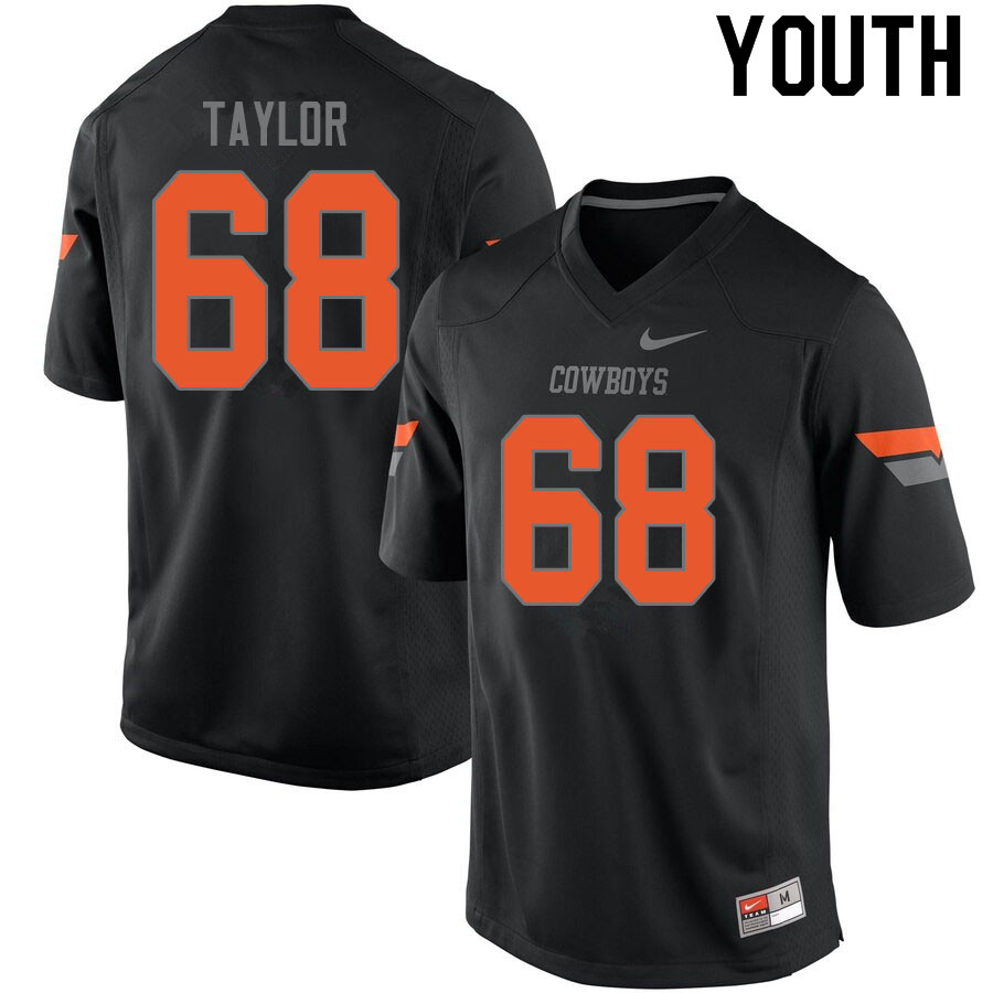 Youth #68 Lane Taylor Oklahoma State Cowboys College Football Jerseys Sale-Black - Click Image to Close